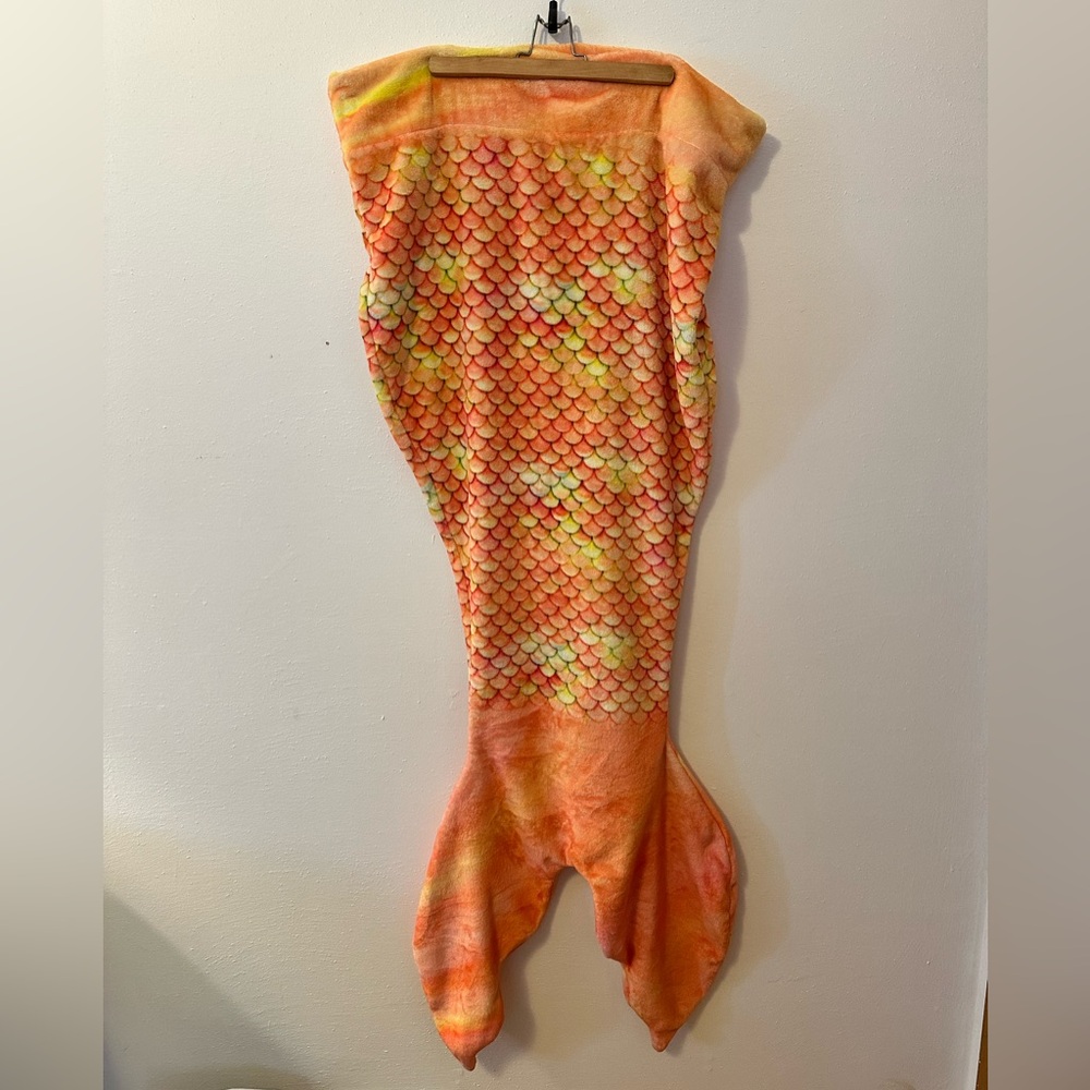 Comfy Tails Kids Mermaid Tail Step-In Blanket in Orange and Yellow